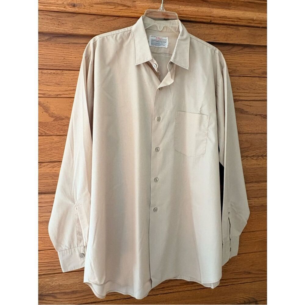 Vintage Elbeco Tan Uniform Shirt Union Made Perm Press Mens XL